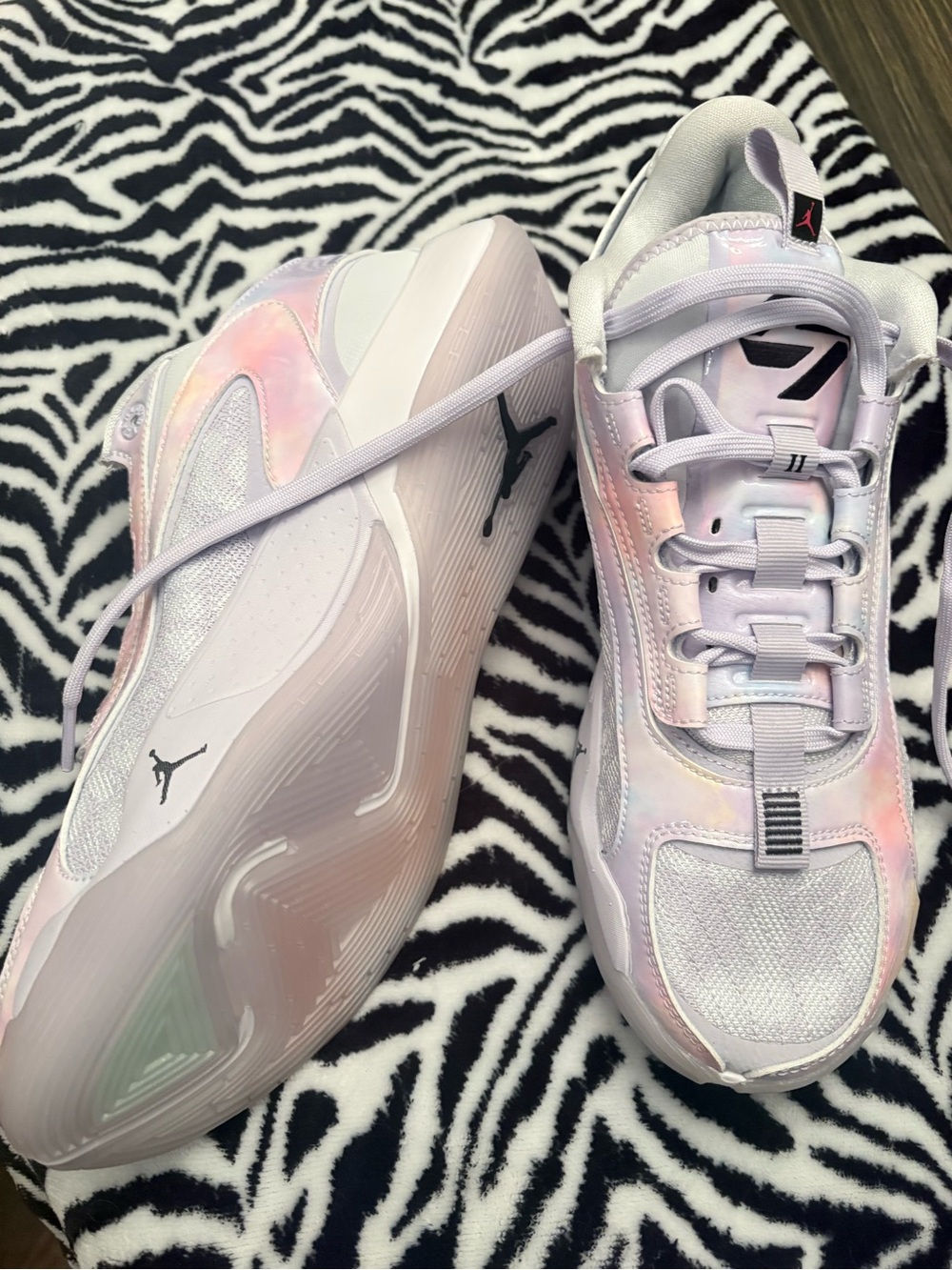 Jordan Men’s Athletic Shoes in Iridescent White and Pink